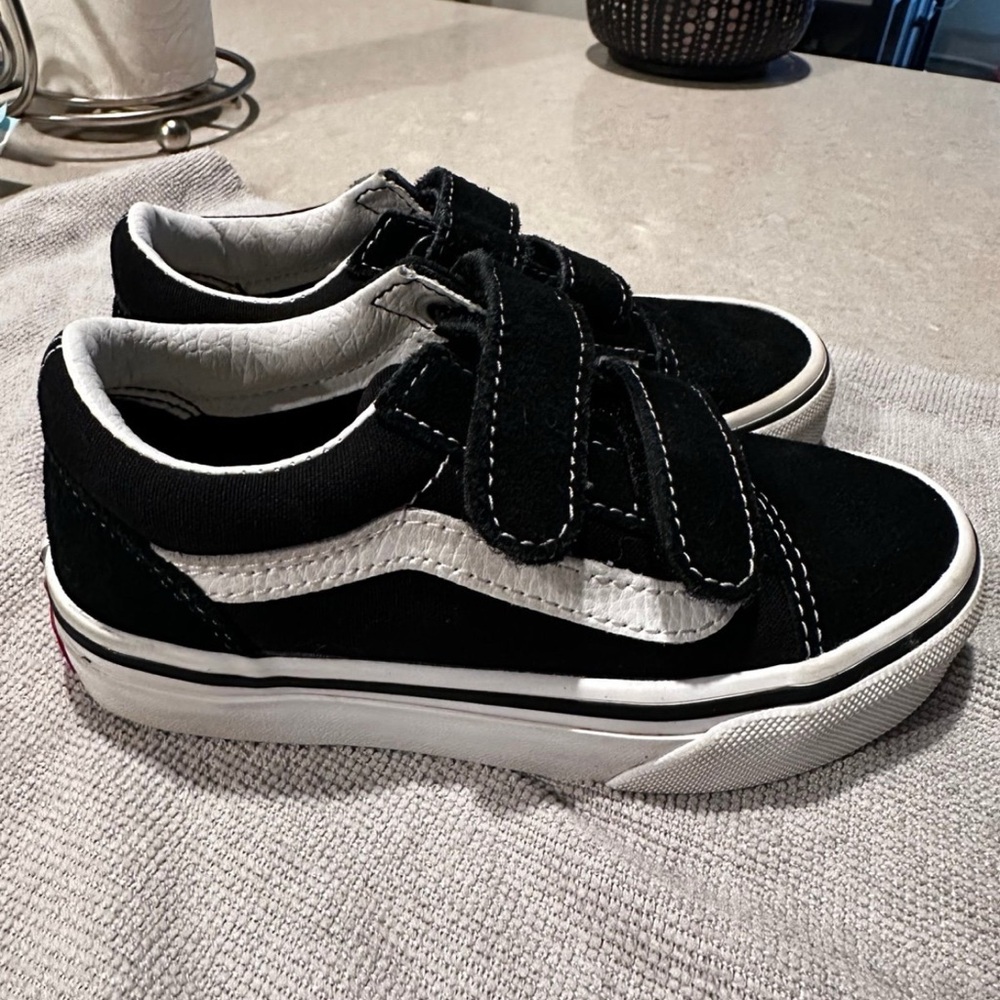 Vans Black and White Sneakers with Velcro Closure